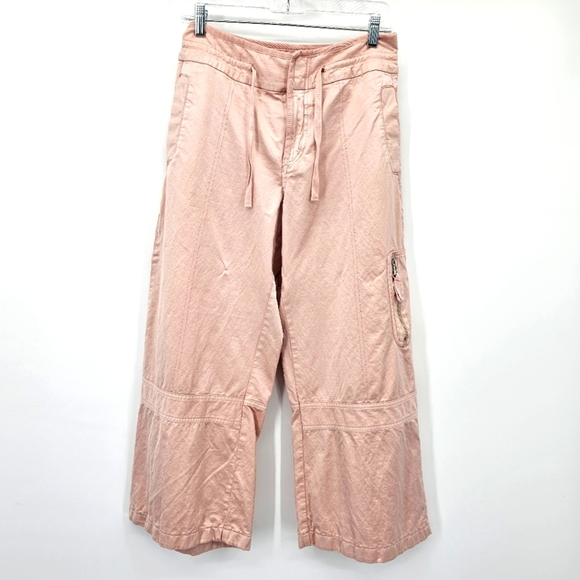 Pilcro Pants - Anthropologie Pilcro Baby Pink Satin Cargo Parachute Crop Pants Womens Size 28p